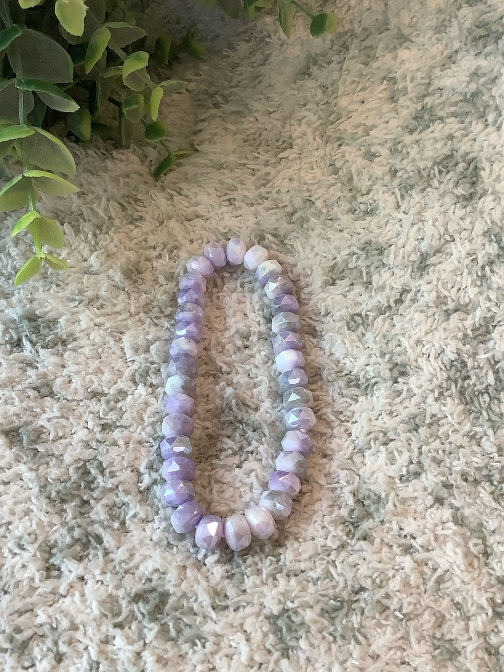 Lavender Gray Iridescent Faceted Beaded Stretch Bracelet NWT 7”